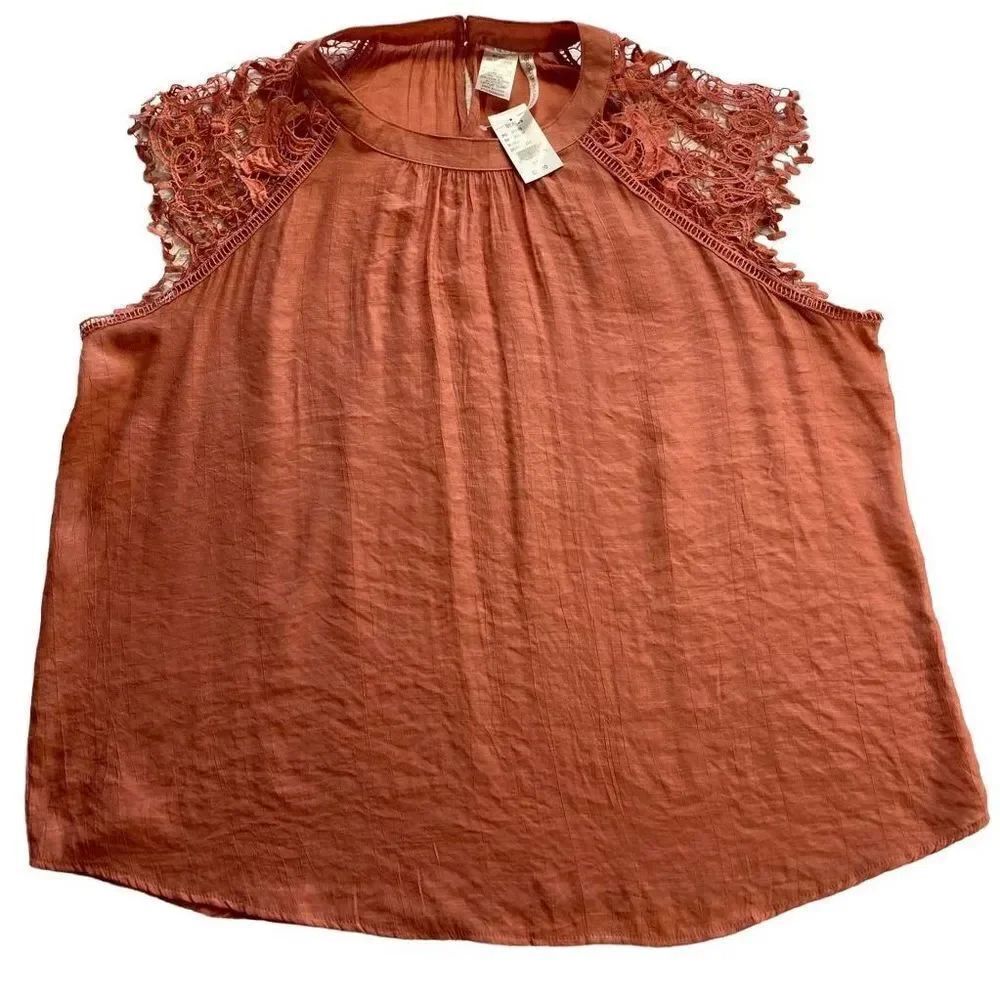 FORGOTTEN GRACE WOMEN’S 3X Solid Crochet Short Sleeve Top - BLUSH COLOR